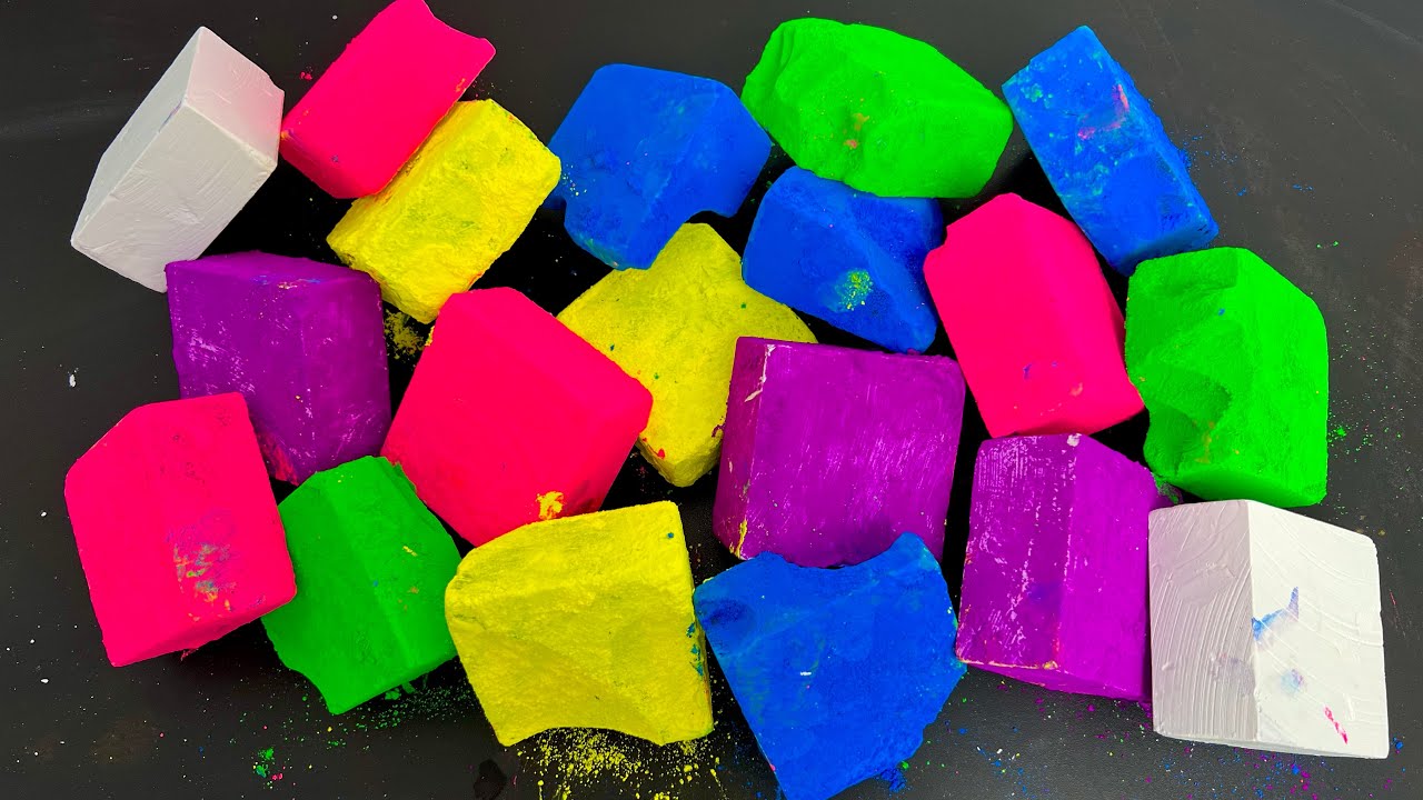 20 Blocks Of dyed colourful gym chalk | Satisfying ASMR