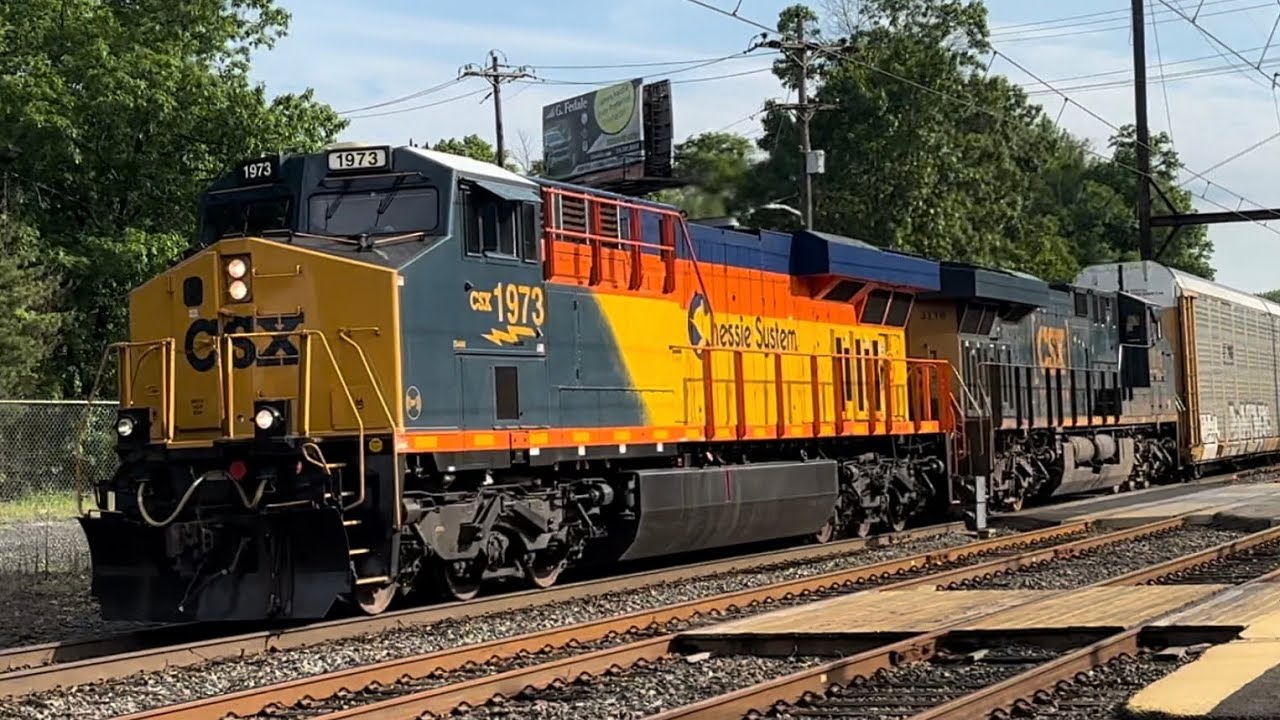 CSX and SEPTA Trains at Woodbourne w/ Chessie Heritage Unit 1973