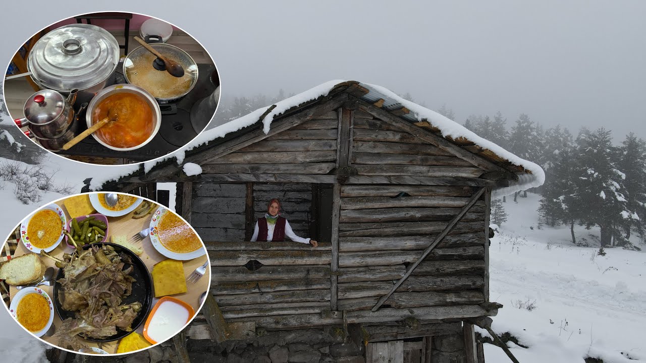 YAYLA YOLCULUĞU‼️SOBADA KARLI KAZ🦢MISIR EKMEĞİ YAPTIK💯