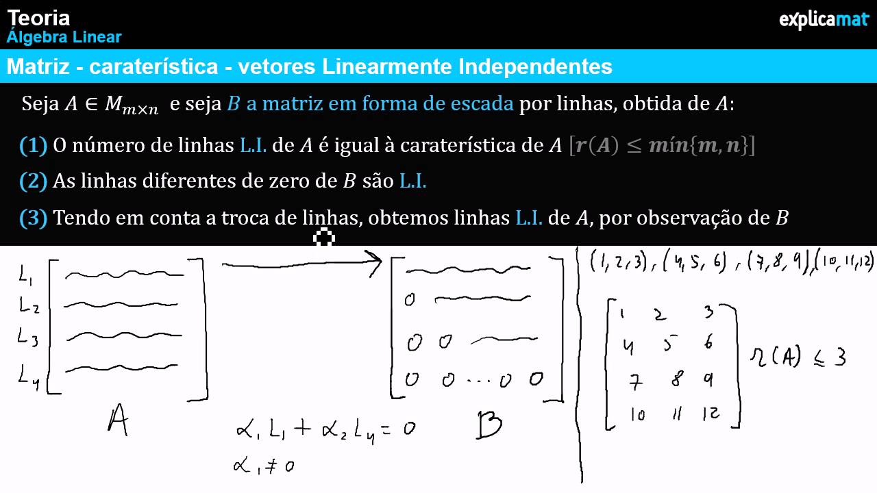 Matriz - Vetores Linearmente Independentes - Vetores Linearmente Dependentes