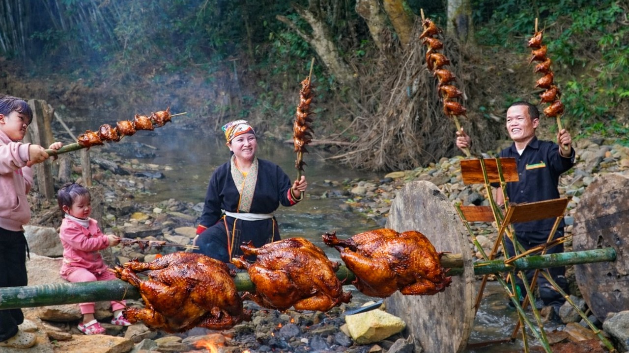 Dwarf Family Survival: Roasting Whole Quail by Forest Stream | Bushcraft Life