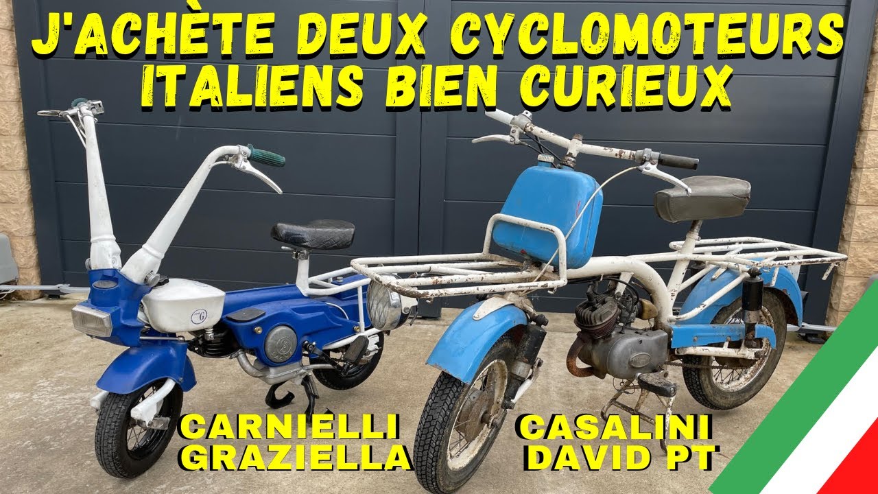 J'achète deux mobylettes italiennes 49 cm3 bien curieuses Carnielli Graziella et Casalini David PT