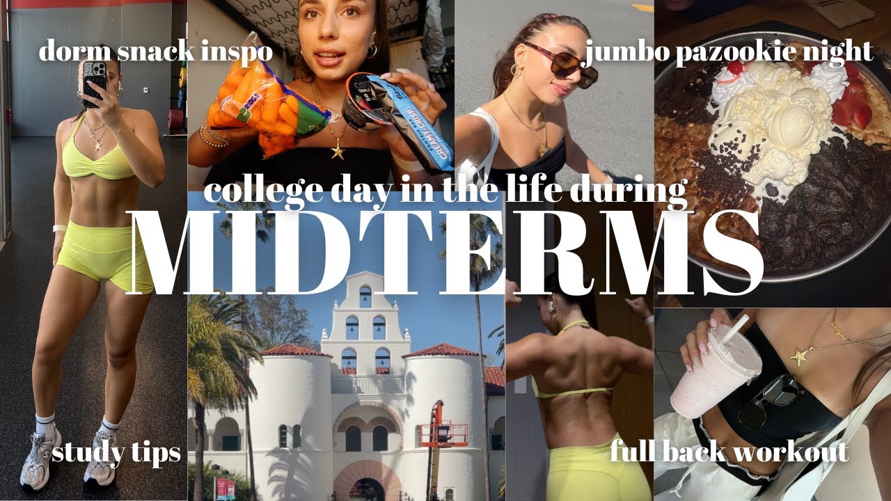 DIML DURING MIDTERMS AT SDSU: study tips, back workout, dorm meals, friends + more!!