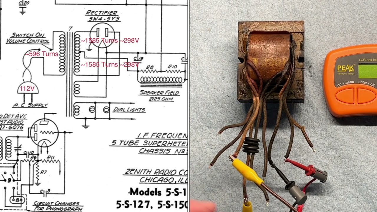 Zenith 5-S-127 | Power Transformer Characterization w/ Peak LCR45 Using Leakage Inductance Method