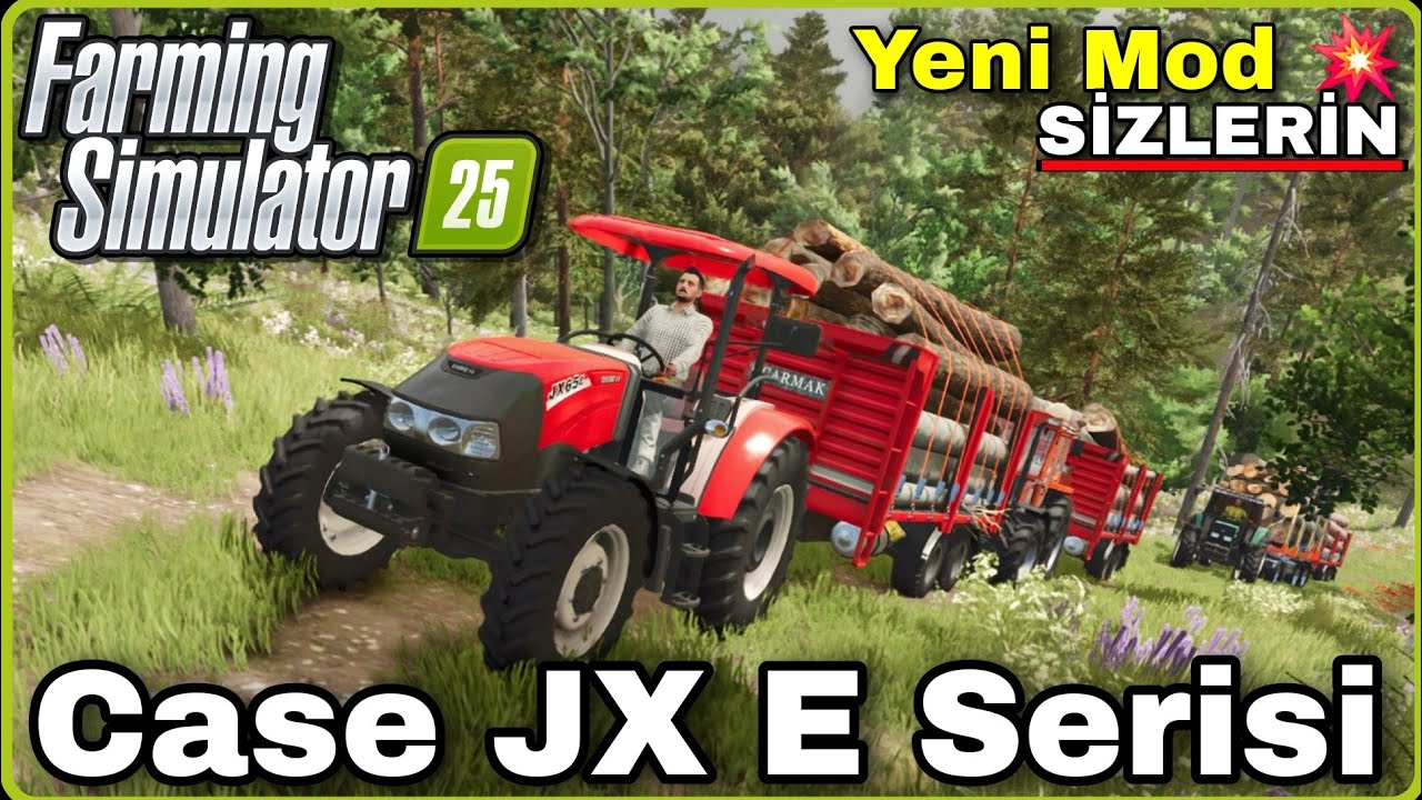 KARADENİZ'İN DİK YAYLALARINDAN KERESTELİK KÜTÜK TAŞIYORUZ ● Yeni mod Case jx65E farming simulator 25