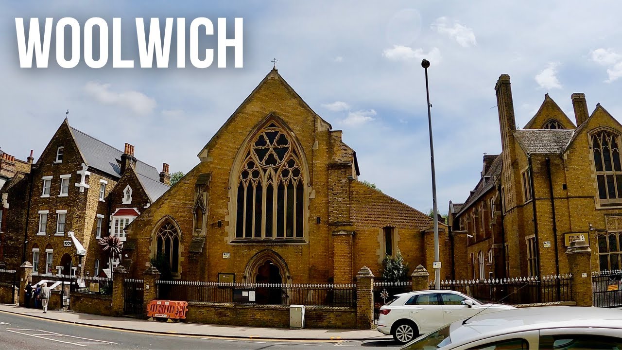 London walk | 🇬🇧 WOOLWICH ARSENAL, St Peter the Apostle Church & around Powis Street (May 2022) [4K]