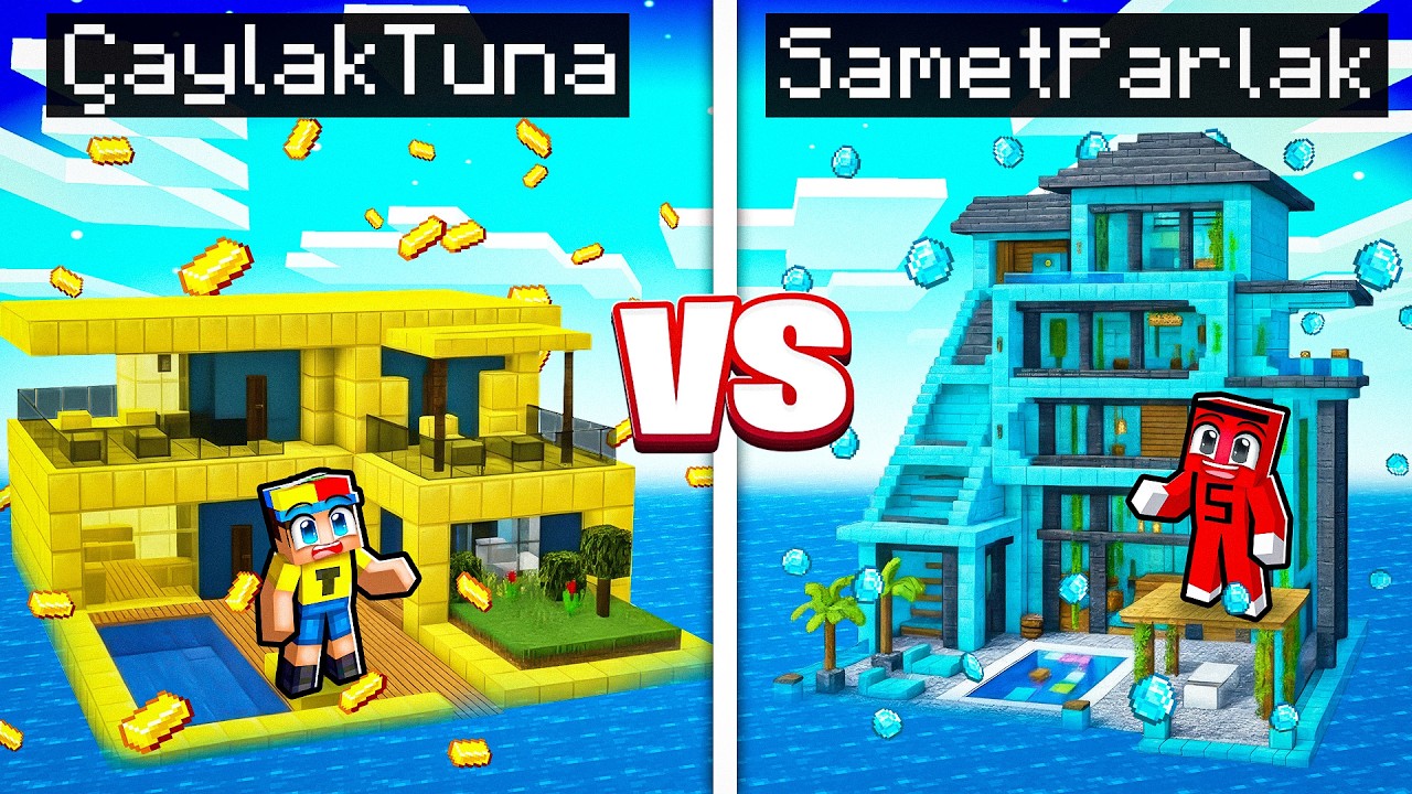 ELMAS vs ALTIN SU EVİ YAPI KAPIŞMASI !!  - Minecraft