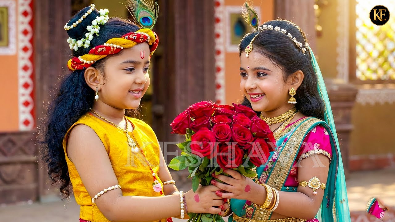 Rose Day पर बाल कान्हा ने राधा को दिए ढेर सारे गुलाब | प्यार की नई शुरुआत || Shree Krishan leela