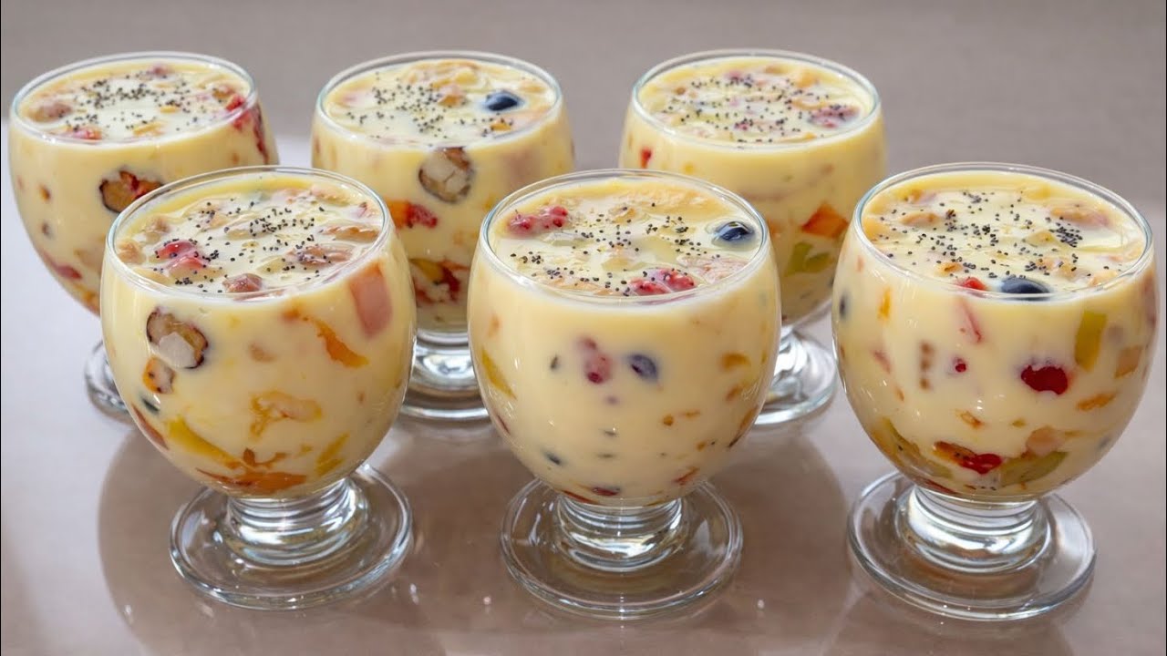اسهل وأسرع تحلية ممكن توجدو لفطور رمضان 🌙 أو السحور خفيفة منعشة ولذيذة 😋👌