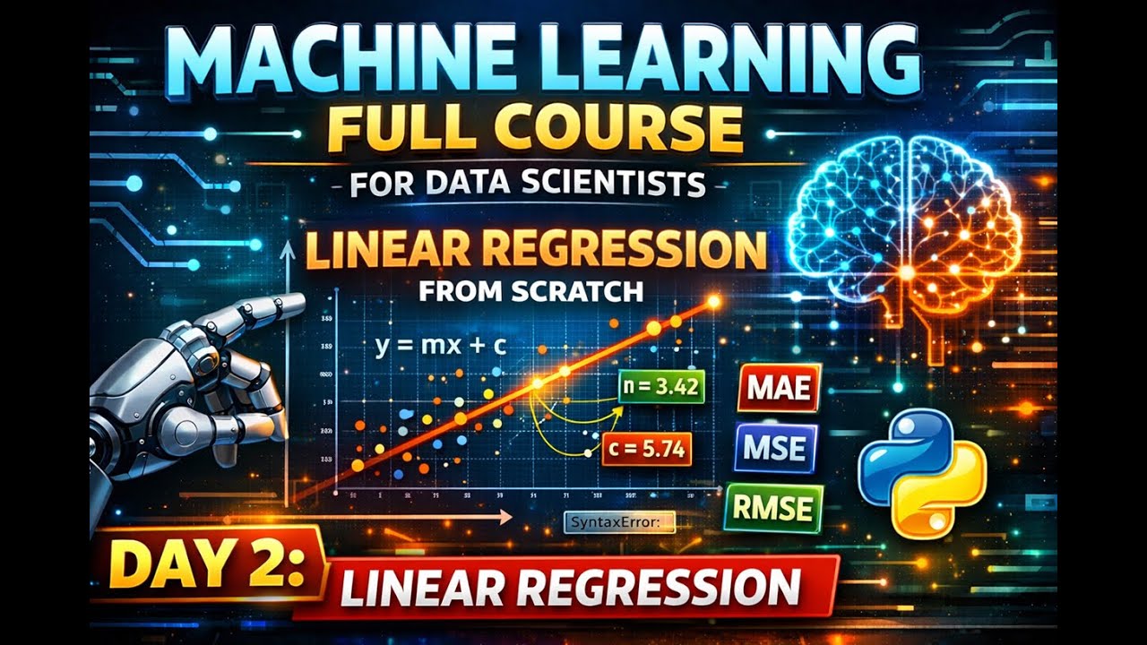 Machine Learning Tutorial for Data Scientists | Day 2: Linear Regression from Scratch