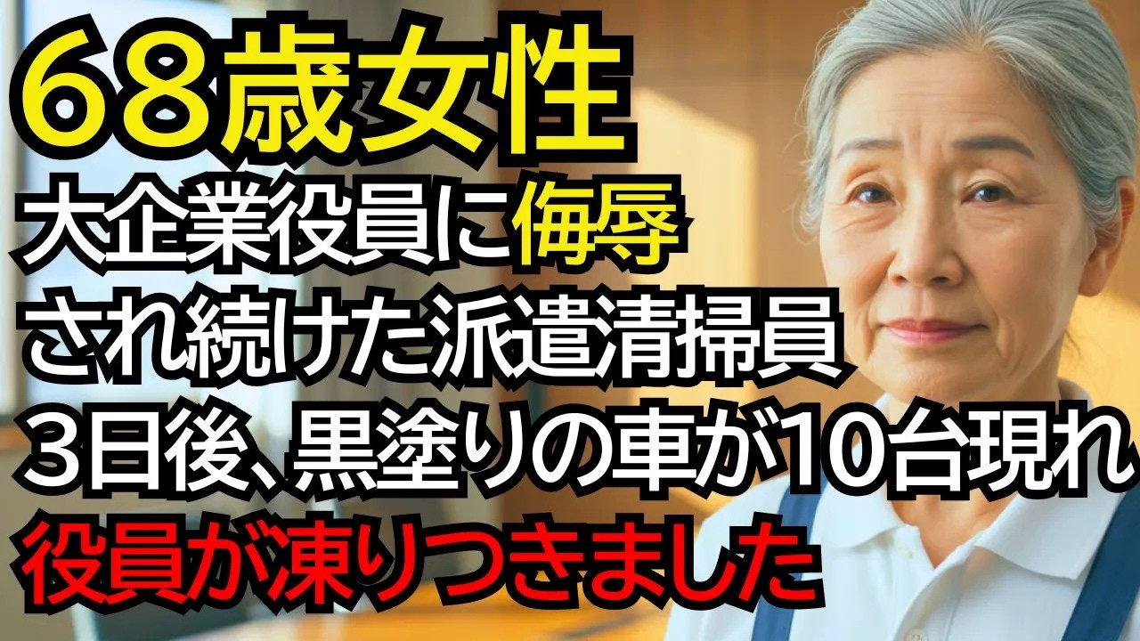大企業役員に侮辱され続けた時給900円の派遣おばあさん──3日後、黒塗りの車が10台現れ、役員が凍りつきました