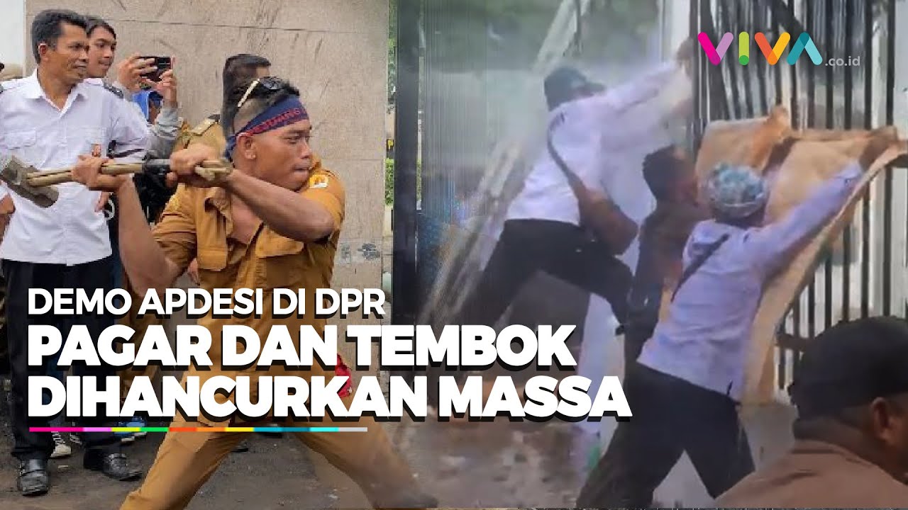 DPR Mencekam! Massa Apdesi Rusak Pagar hingga Dinding