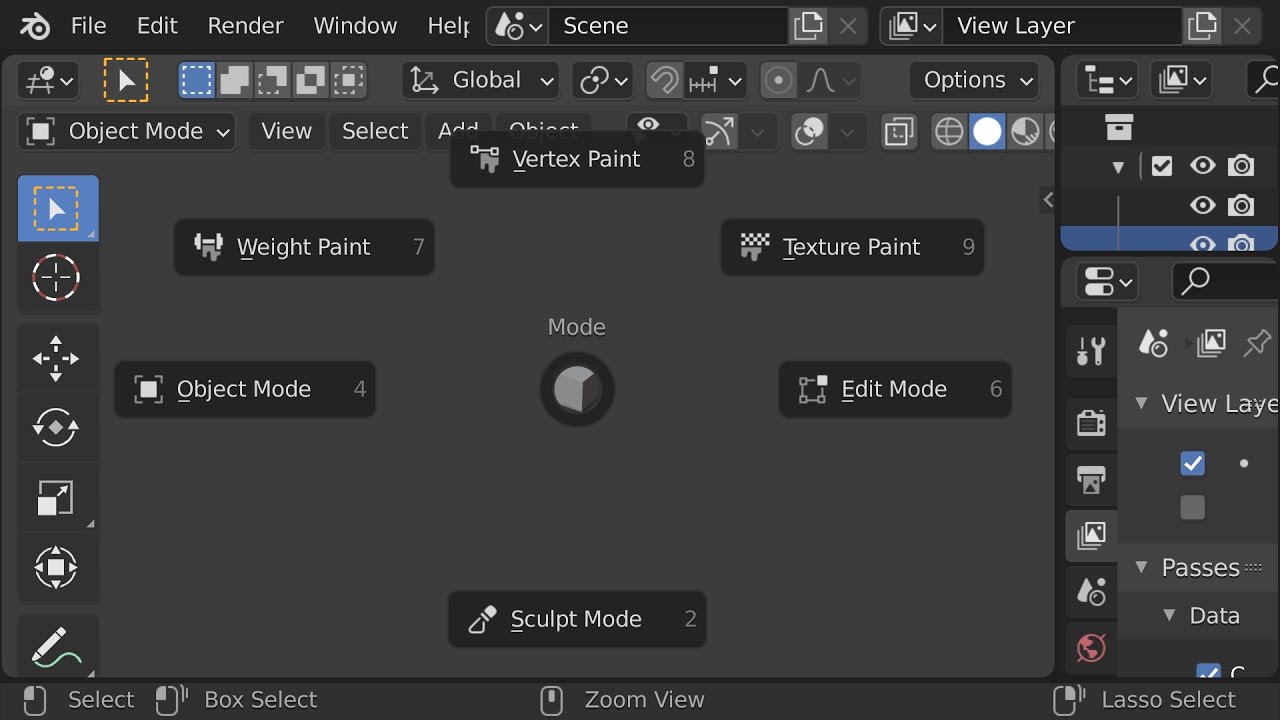 Blender  - Fast mode switching (object interaction mode) [subtitles]
