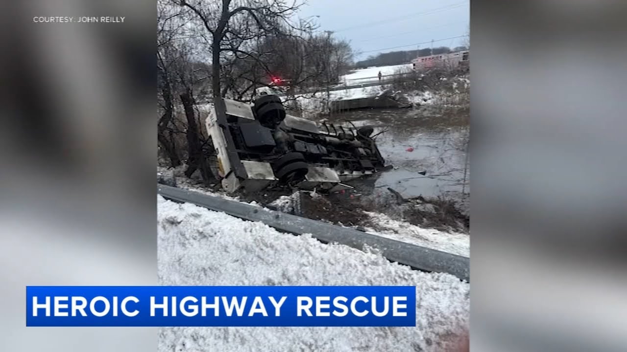 HEROIC RESCUE: NJDOT workers rescue 2 men from overturned truck