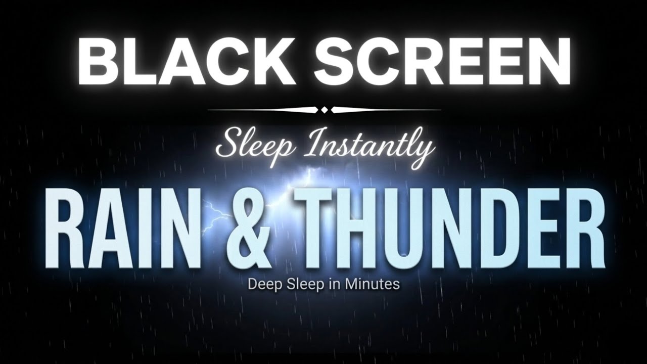 Black Screen Rain & Thunder Sounds for Deep Sleep 🌧️ Fall Asleep Instantly