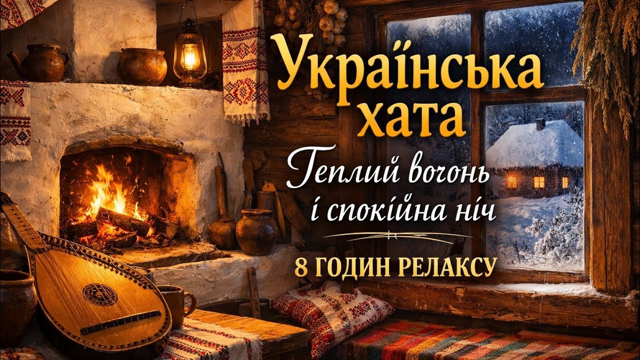 🔥 Уютная Украинская Хата Ночью | Треск Дров в Печи и Тепло Огня для Глубокого Сна (8 Часов) 😴
