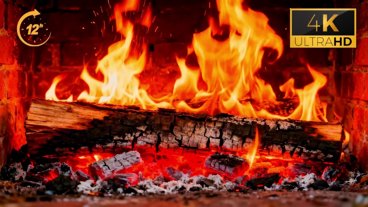 Deep Sleep Fireplace with Gentle Crackling 🔥 4K | NO ADS