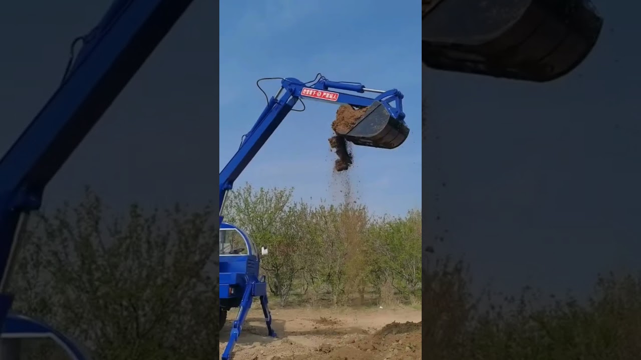 Agricultural four-wheel drive and four-similar truck-mounted crane-digger all-in-one machine P-5293