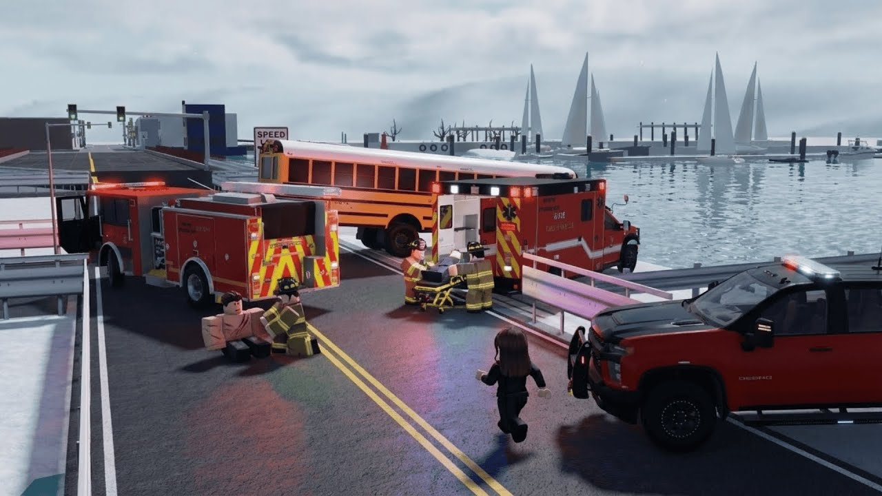 Fire Department responds to Stolen Bus Wreck! ROBLOX MYSTIC RP