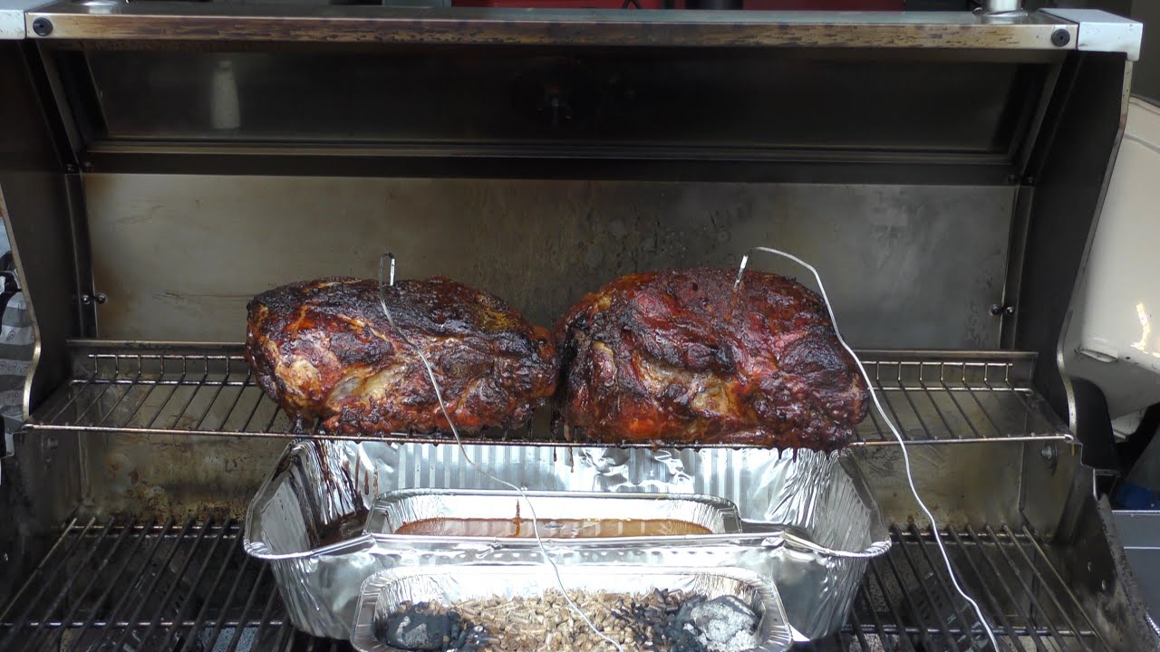 Smoked Pork Butts On Monument Gas Grill #OldCountryCooks
