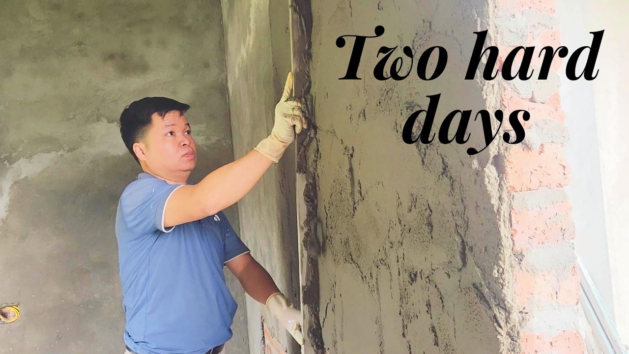Gradually completing the interior walls of the bedroom | two days of hard work plastering.
