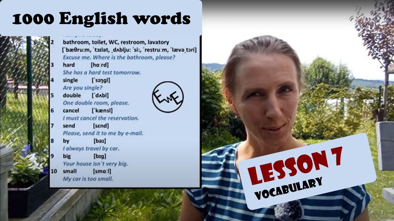 Lesson 7, vocabulary for beginners. 40 English words with sentences and subtitles. Train regularly.