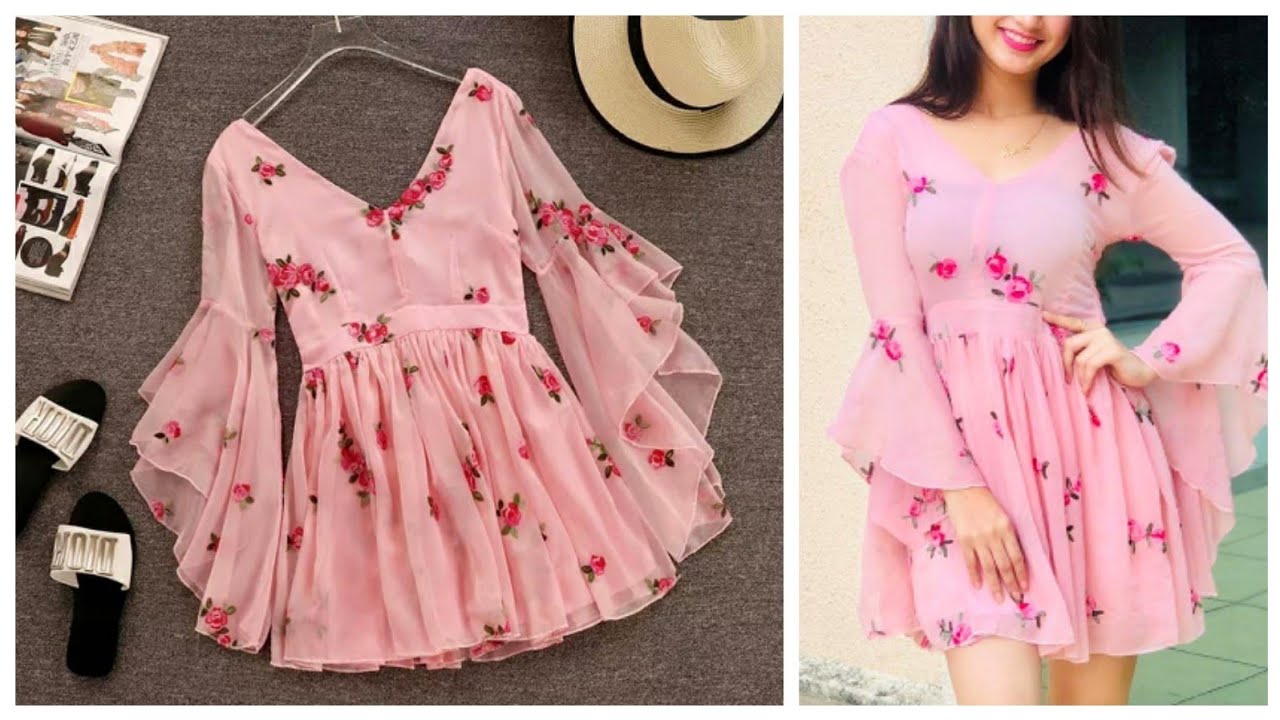 STYLISH DRESS with RUFFLE SLEEVES DESIGN CUTTING AND STITCHING | simple and stylish