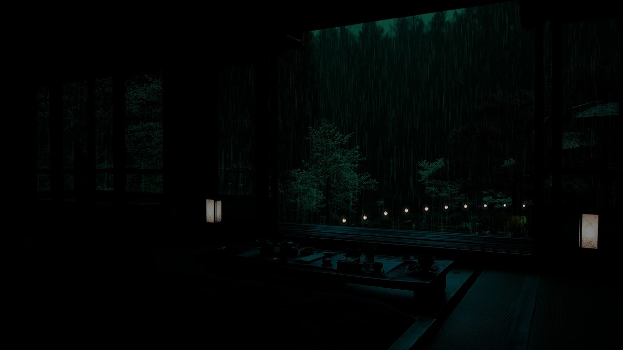 Gentle Rain Sounds at a Quiet Garden Cabin 🌧 (No Ads) | Peaceful Dark Bedroom Sonds for Deep Sleep