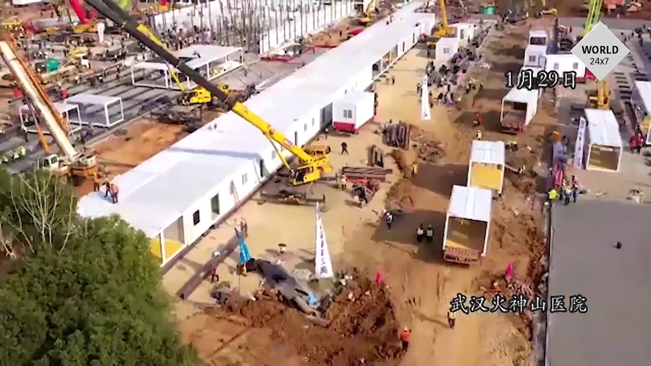 China Wuhan Hospital Construction Time Lapse 中国武汉医院建设延时