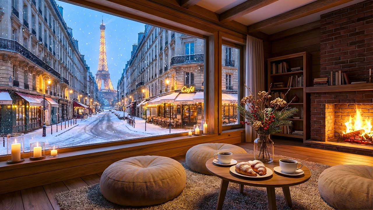 Paris Winter Jazz ☕ Warm Coffee Ambience & Soft Jazz Piano for Work, Focus, Relax ❄️ Cozy Jazz