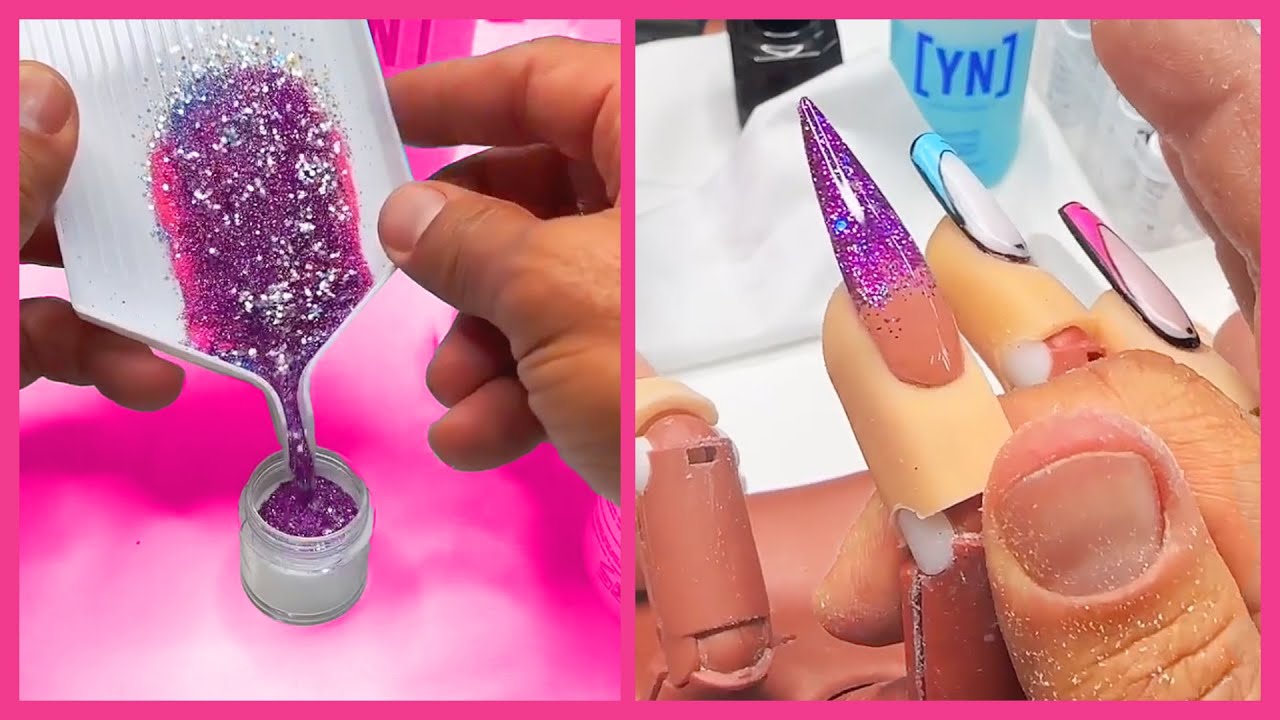 YN NAIL SCHOOL - Learning How To Sculpt with Glitter Acrylic | Nail Hack For Beginners