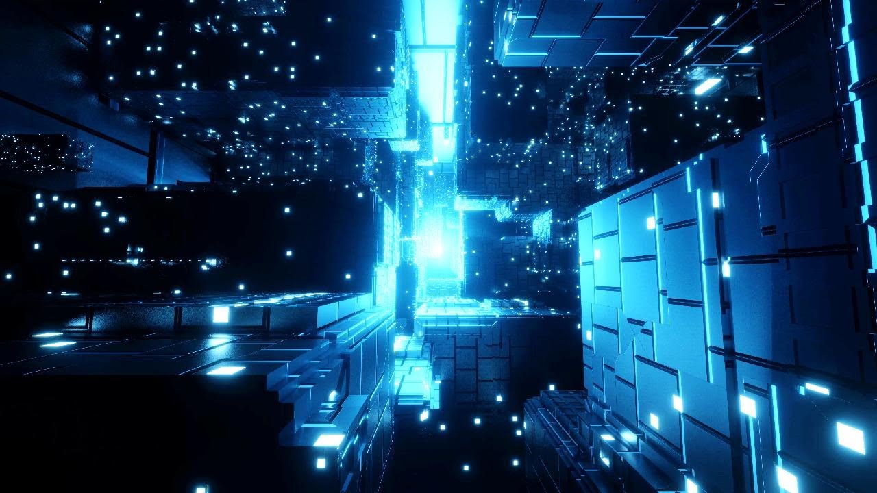 Ciudad Futurista Azul | Túnel Sci-Fi de Luz | Video Fondo Abstracto | 5 Horas 4K 60FPS