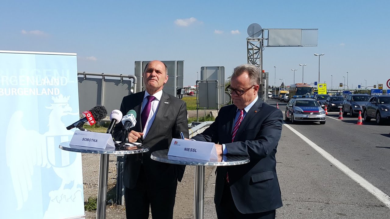 29. 4. 2016 - LH Niessl und BM Sobotka bei Grenze Nickelsdorf - CCM-TV.at