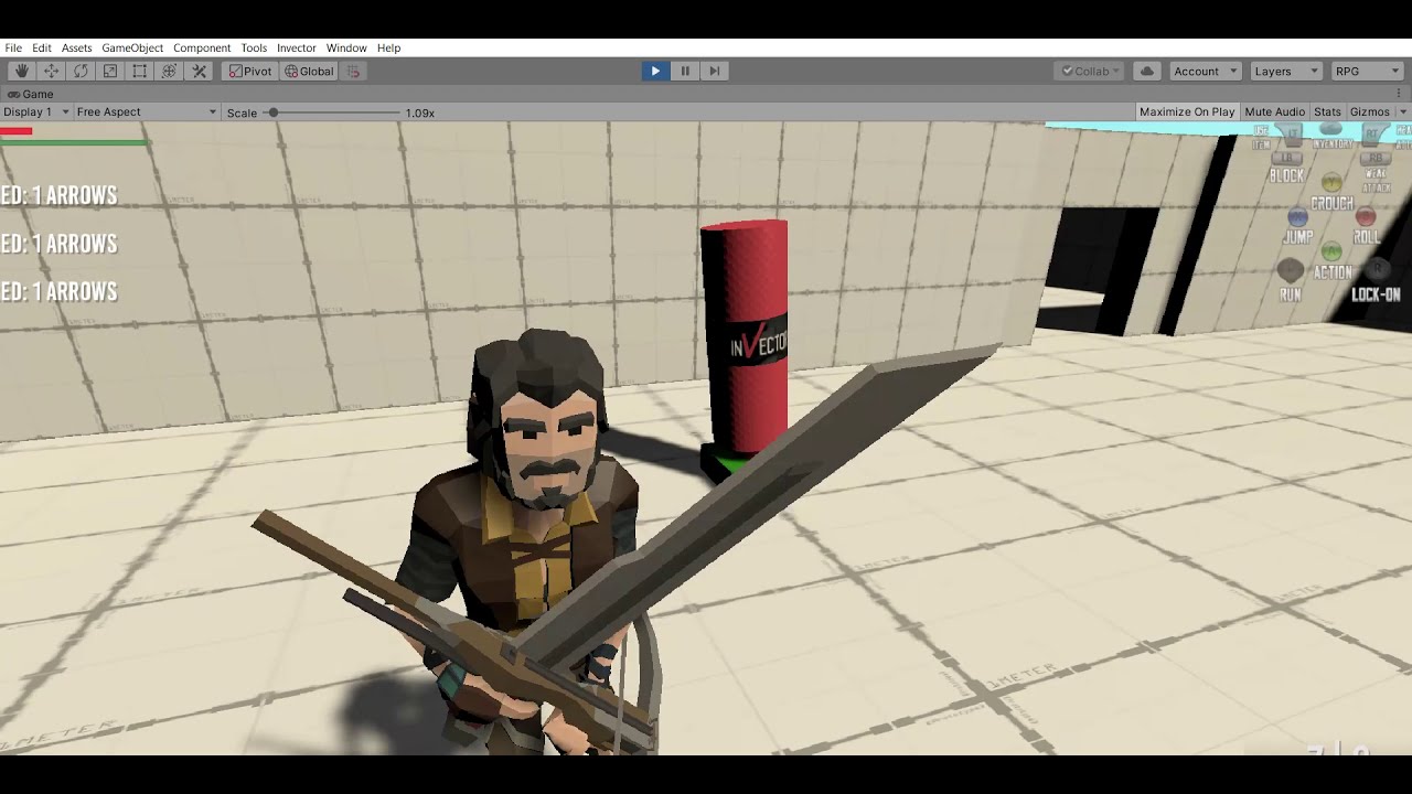 Invector Kubold Longsword anim and Umotion Pro ... add Crossbow shooter weapon