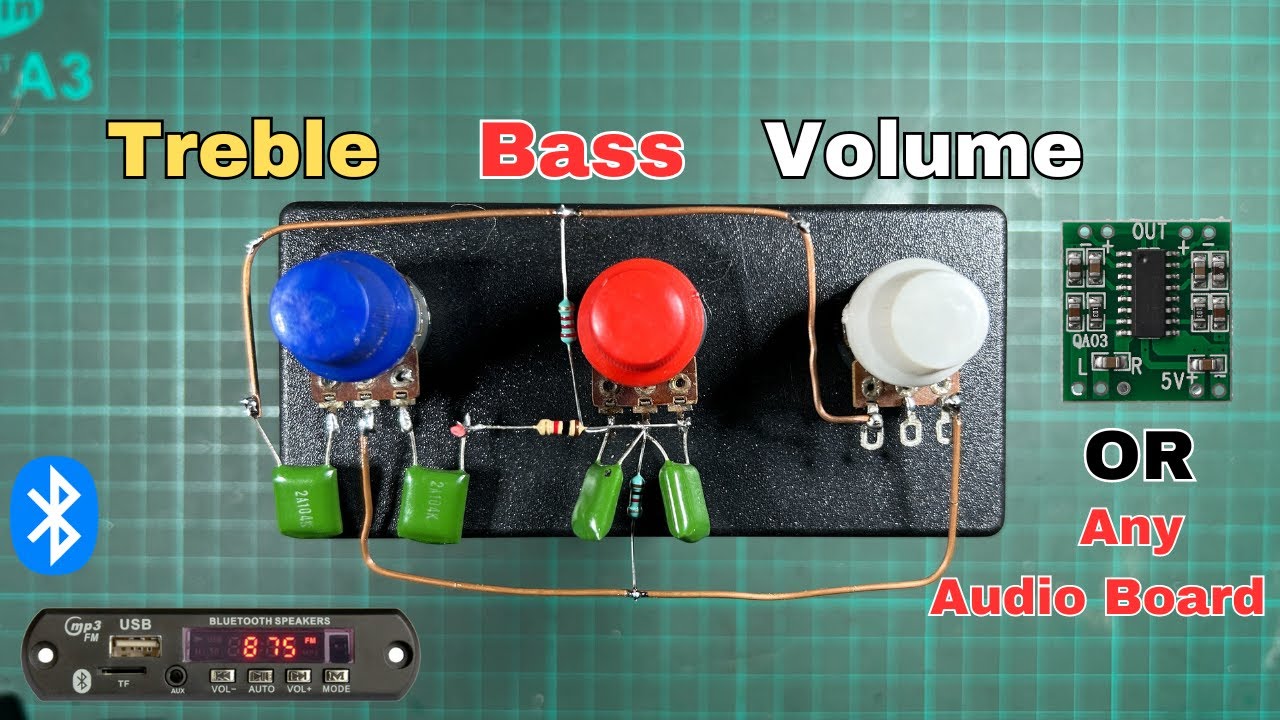 How to make heavy bass & treble volume controller for any audio board in Hindi.