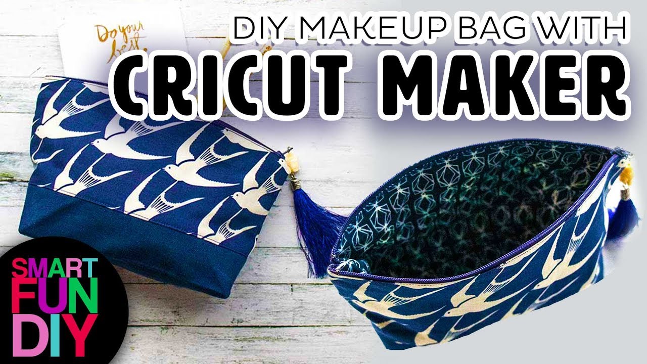 How to Cut a Pattern from Fabric with CRICUT MAKER - a DIY makeup bag tutorial || SmartFunDIY