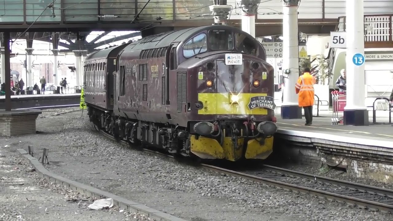 Class 37s Nos  37516 & 37403 Thrash Out of  York  - 10th April 2022