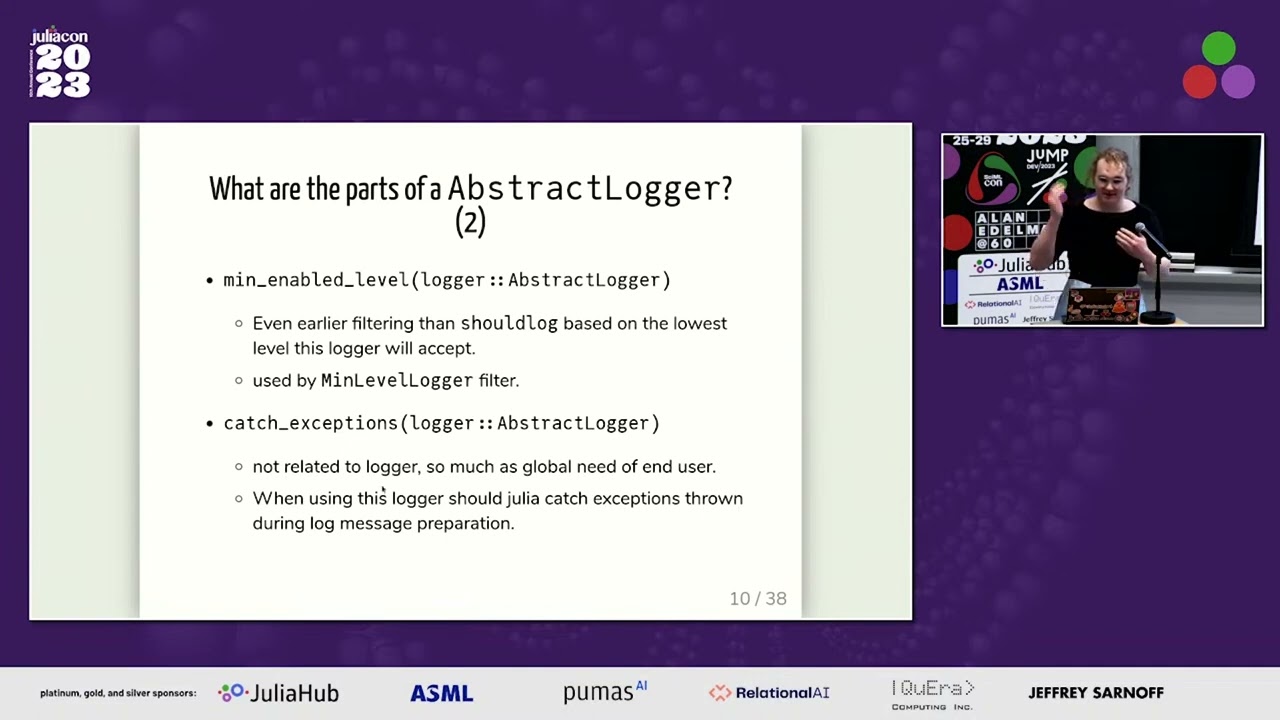Logging in Julia: Logging stdlib and LoggingExtras.jl | Frames Catherine White | JuliaCon 2023
