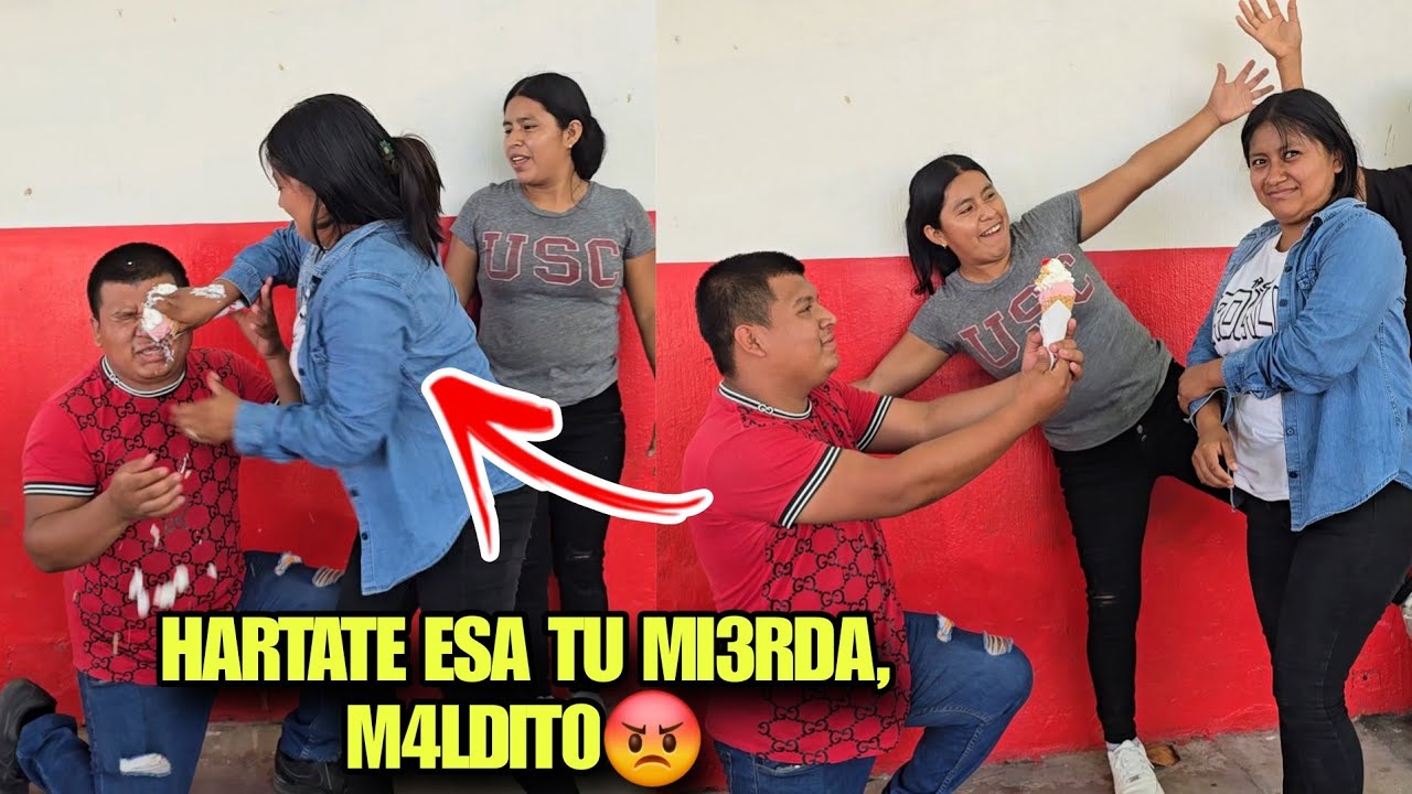Sorpresa Sale Muy Mal, MARLYN En Toda La Cara De URVIN Le Mancho El Helado, No Lo Quiso Aceptar😡