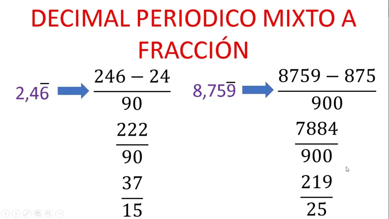 PASAR DE UN  NÚMERO DECIMAL PERIODICO MIXTO A UNA  FRACCIÓN #fracciones #decimales #periodicos 