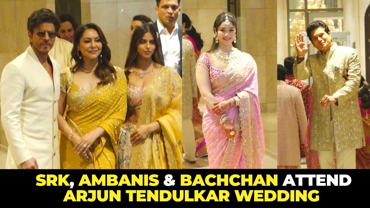 Shah Rukh Khan, Mukesh & Nita Ambani, Aishwarya Rai & Abhishek Bachchan At Arjun Tendulkar Wedding