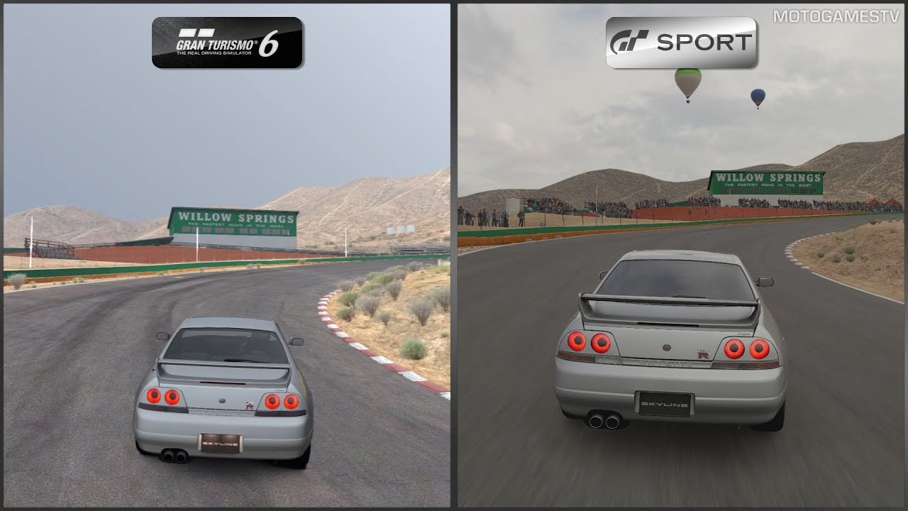 Gran Turismo 6 vs Gran Turismo Sport - Nissan SKYLINE GT-R V・spec (R33) '97 at Willow Springs