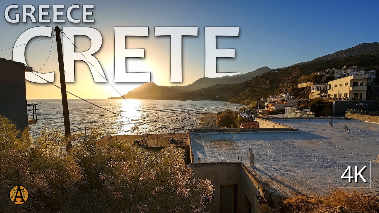 Greece | Crete | Sunset walk through the backstreets of Plakias | Summer & Sea | ASMR for Relax | 4K
