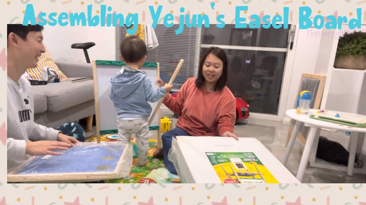 Assembling Yejun's Crayola Wooden Art Easel Board | Happy with his magnetic letters and numbers