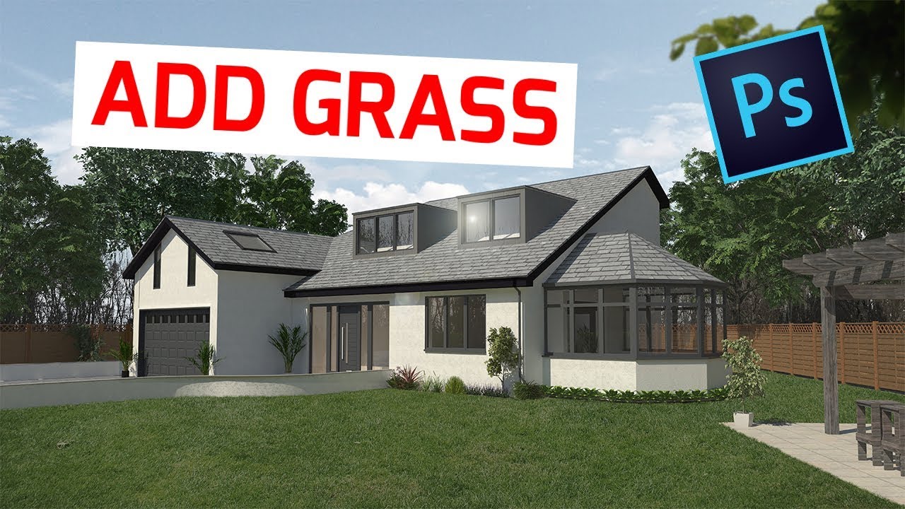 Use Photoshop to ADD GRASS - Render Vray