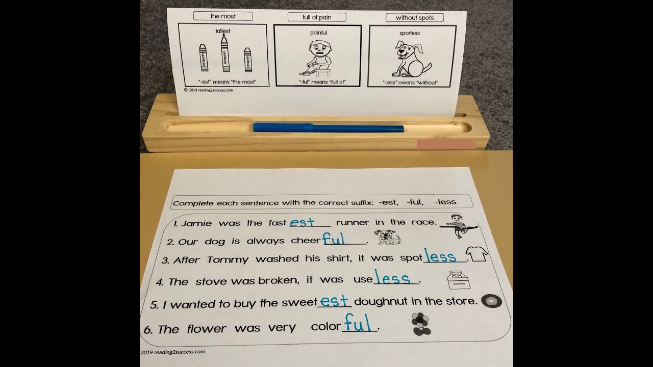 How to teach kids common #suffixes, -er ,-est, -ful and -less lessons for primary students