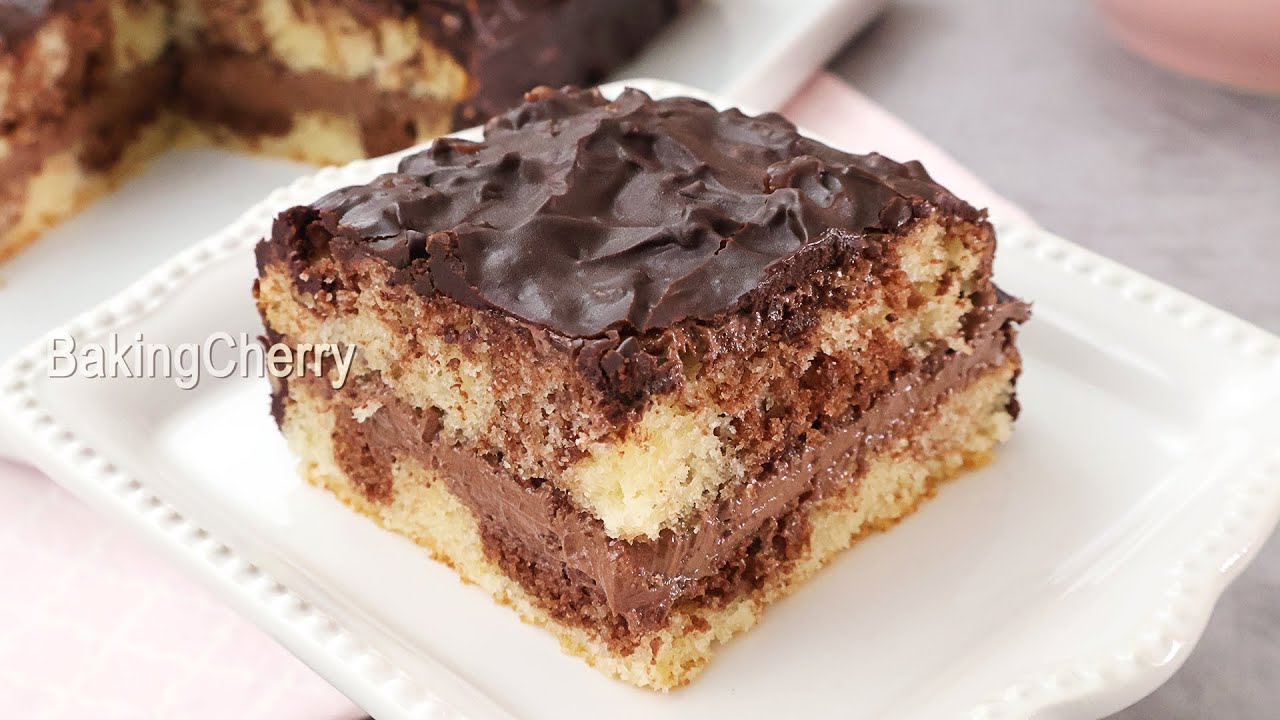Chocolate & Vanilla Marble Cake with Buttercream Filling and Chocolate Coating!
