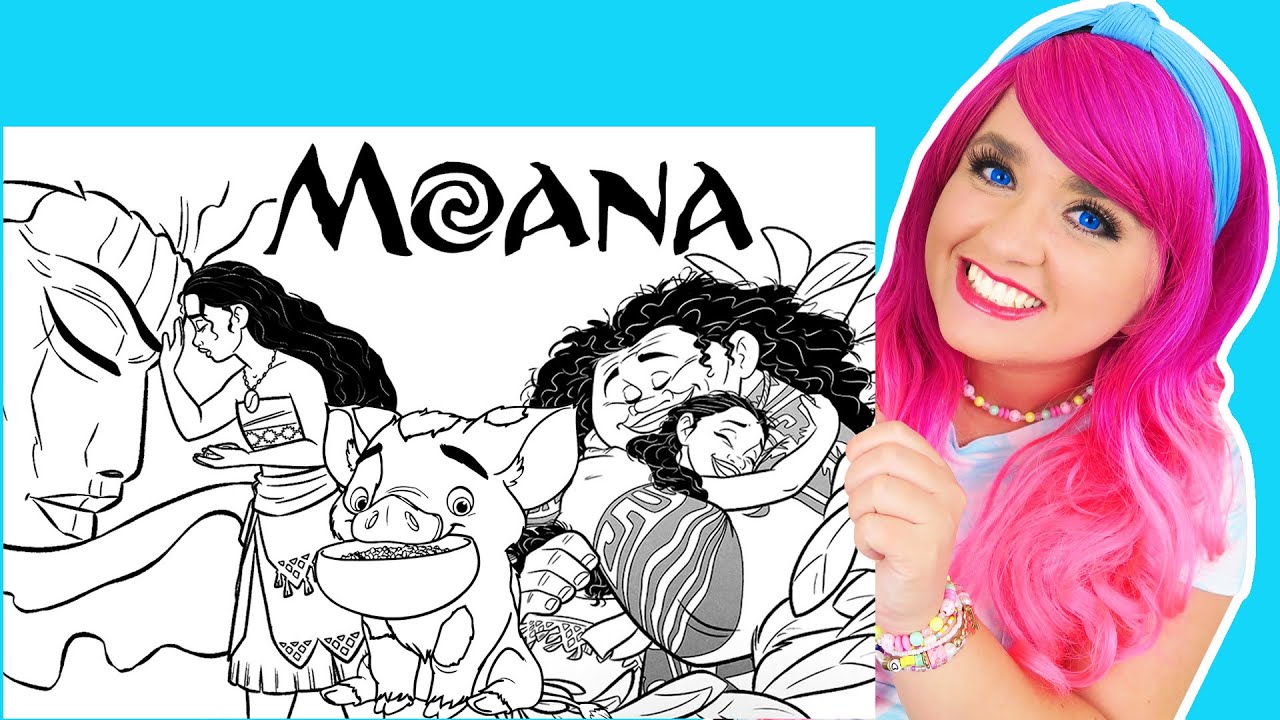 Coloring Moana and Maui, Pua & Te Ka Coloring Pages | Prismacolor Markers & Crayola Crayons