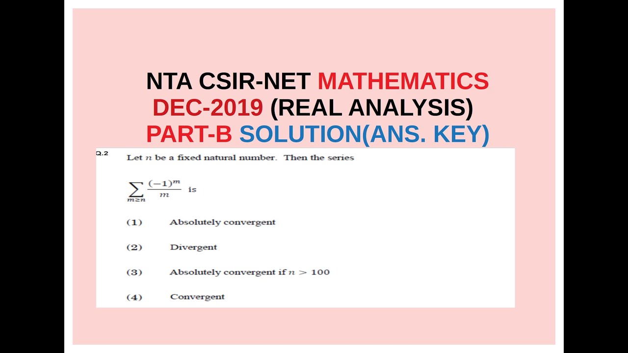 NTA CSIR NET/JRF Mathematics December 2019 Paper solution || Part-B || REAL ANALYSIS ||