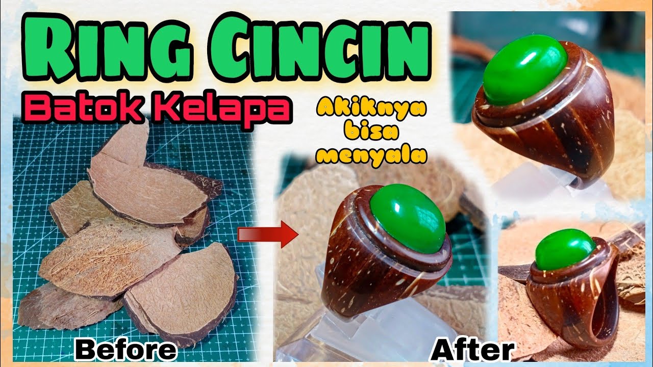 Membuat Ring Cincin dari Batok Kelapa || Akik bisa nyala di tempat gelap